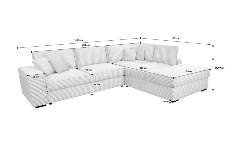Ecksofa L-Form Cord Plüsch CALYPSO - Bild 12