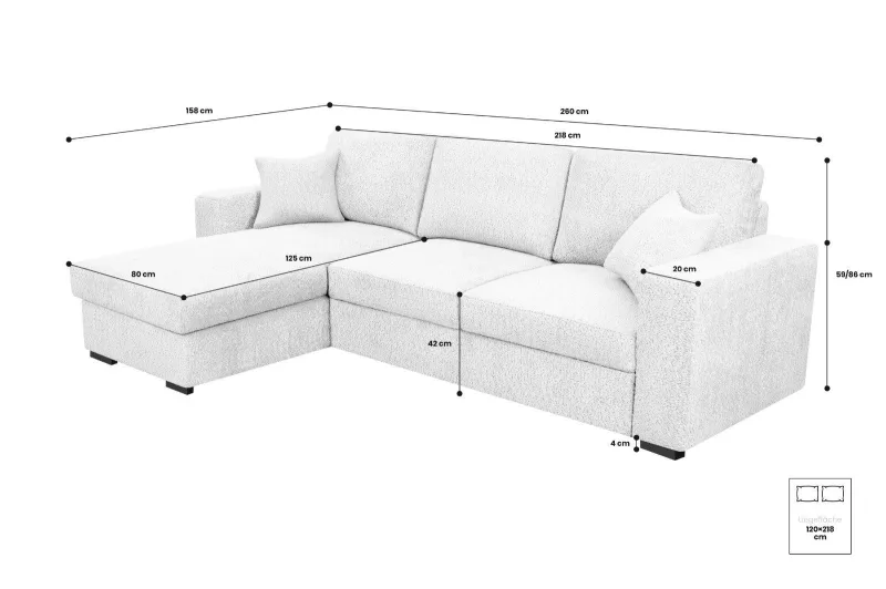 Schlafsofa Plüsch Cord Grand 260cm - Bild 4