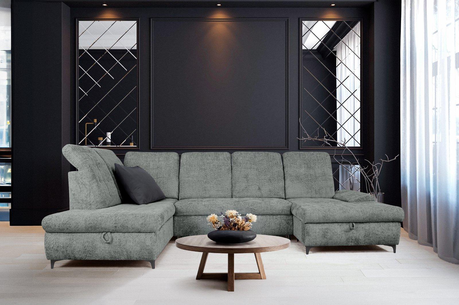 Schlafsofa RIVIERA U-Form in Grau