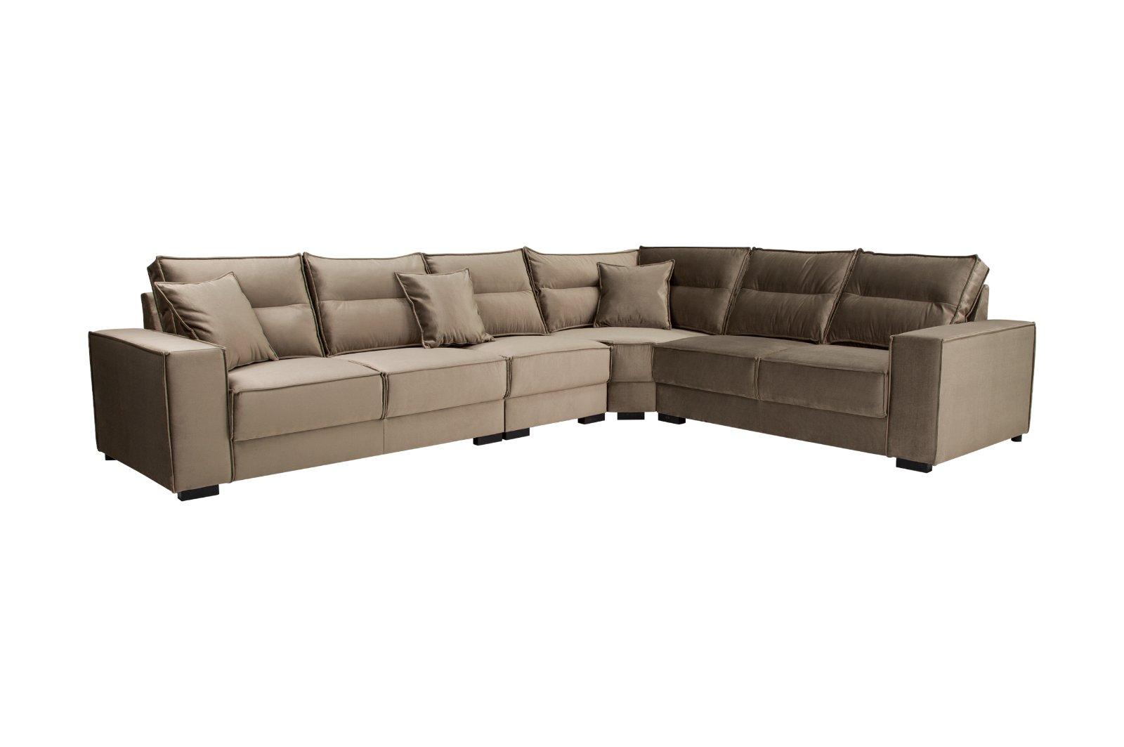 Ecksofa XXL MYKONOS in Braun-Khaki