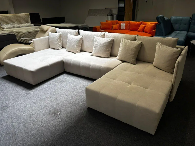 Beige Wohnlandschaft mit Schlaffunktion