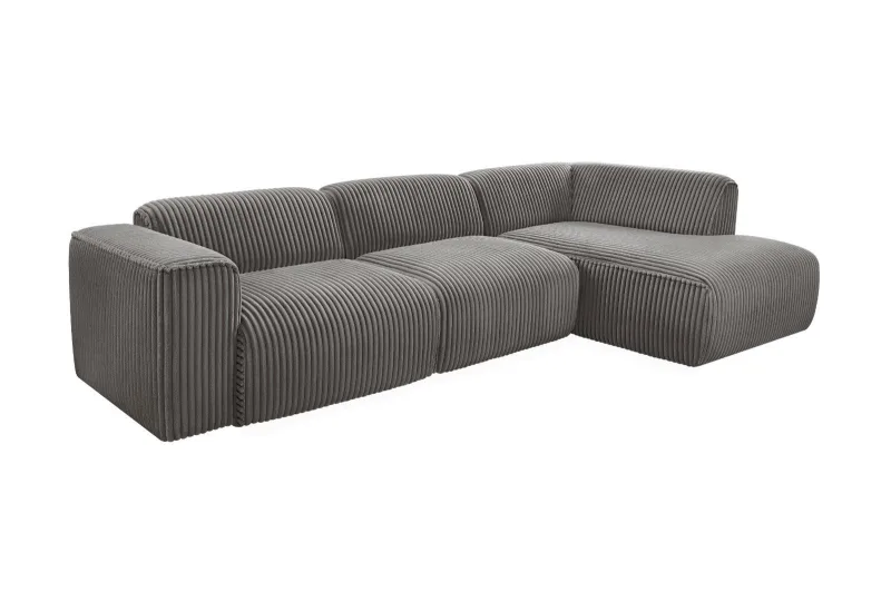 Ecksofa L-Form Plüsch Cord MIRABELL - Bild 2