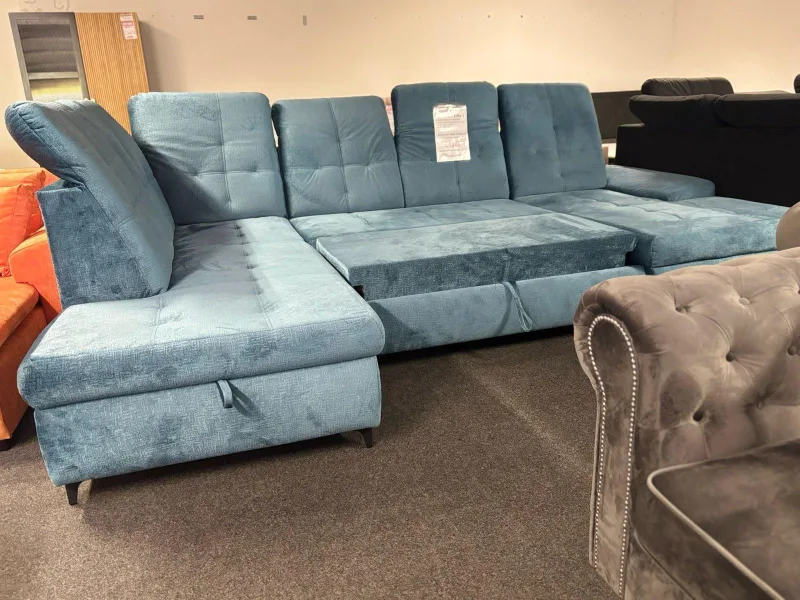 Schlafsofa Ellie in Blau U-Form - Bild 3