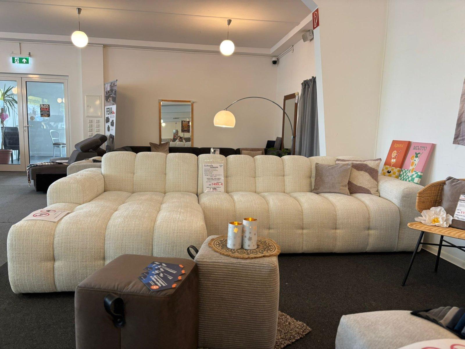 Ecksofa DIAMANTE in Weiß-Creme