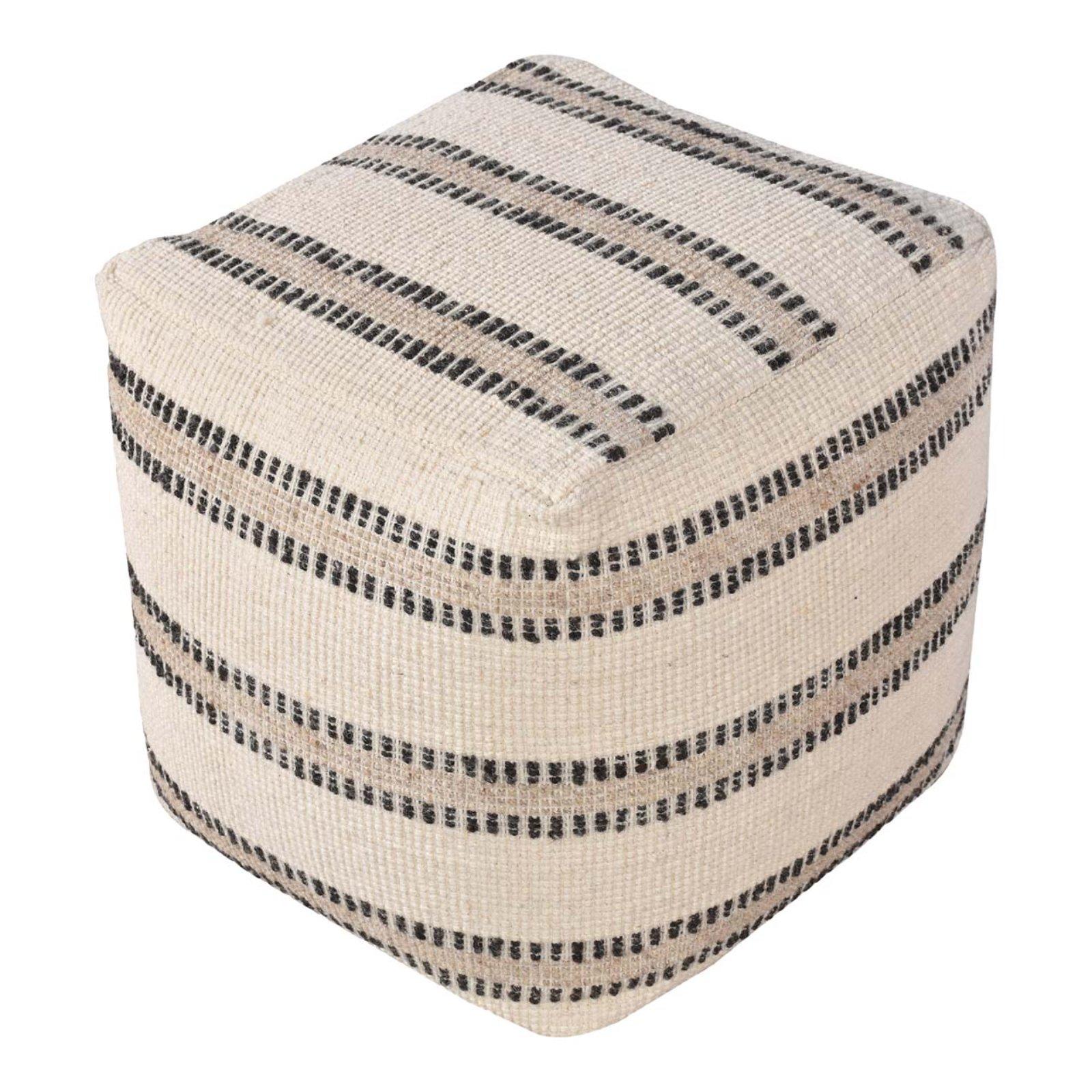 Handgewebter Hocker Berna in Beige