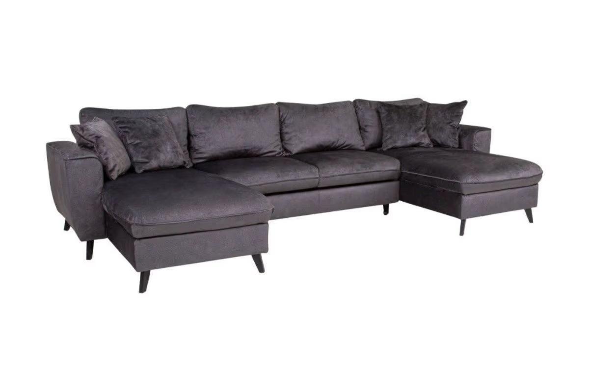 U-Form Schlafsofa Luc in Dunkelgrau