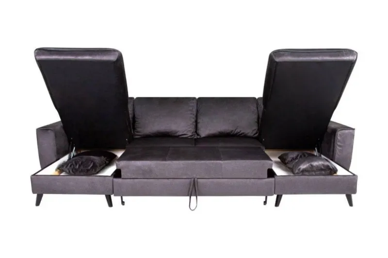 U-Form Schlafsofa Luc in Dunkelgrau - Bild 6