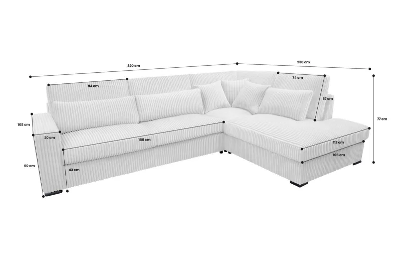 Ecksofa L-Form MELINDA in Beige - Bild 12