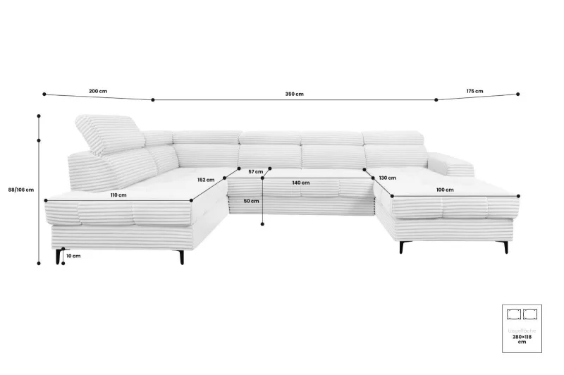 Wohnlandschaft Schlafsofa U-Form ROYALE - Bild 11