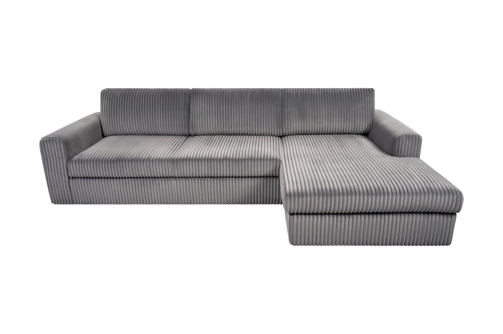 Ecksofa Plüsch Cord VENEZIA in Grau