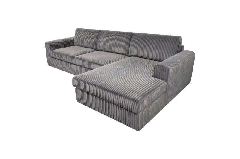 Ecksofa Plüsch Cord VENEZIA in Grau - Bild 2