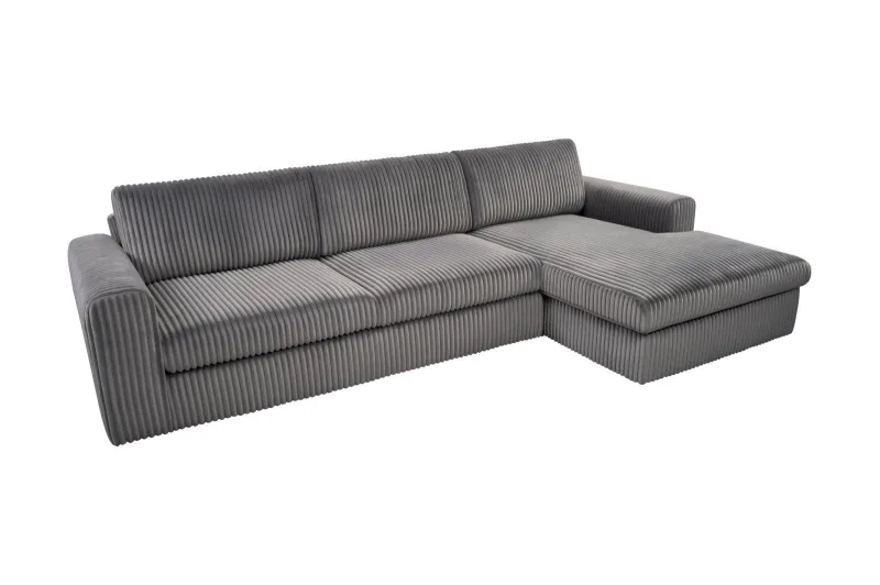 Ecksofa Plüsch Cord VENEZIA in Grau - Bild 3