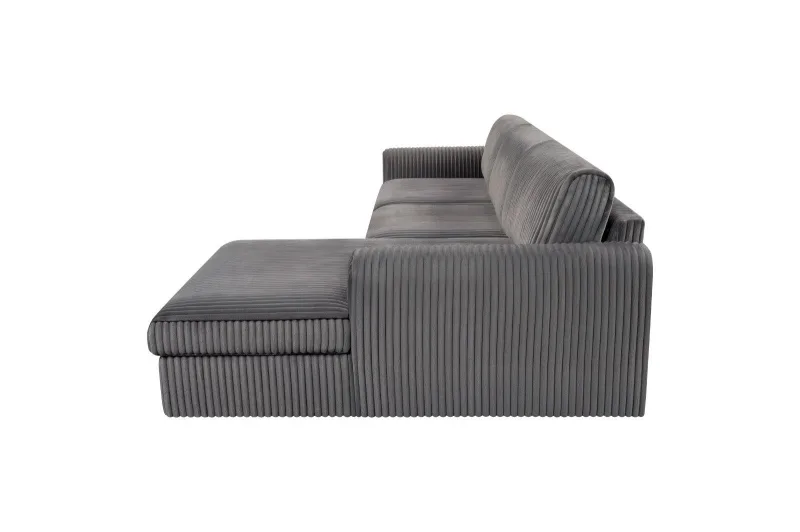 Ecksofa Plüsch Cord VENEZIA in Grau - Bild 4