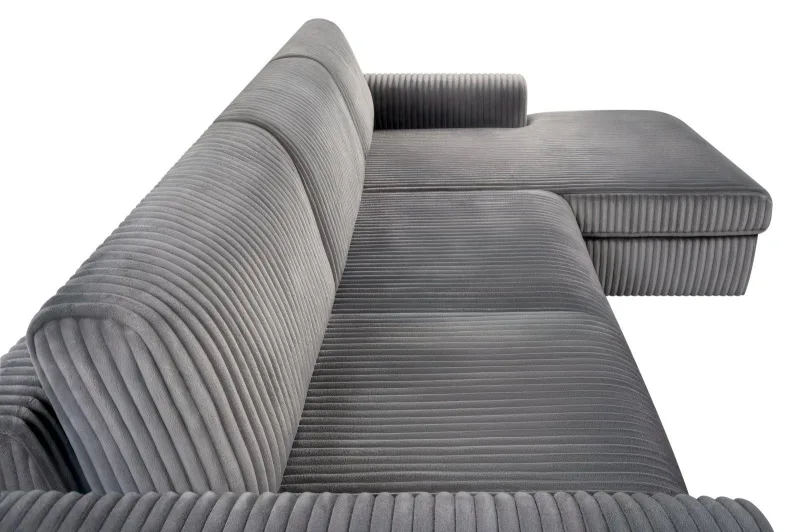 Ecksofa Plüsch Cord VENEZIA in Grau - Bild 6