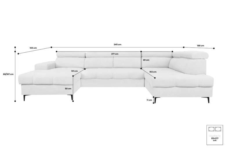Wohnlandschaft U-Form mit Schlaffunktion ROYALE - Bild 19