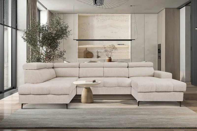 Wohnlandschaft U-Form mit Schlaffunktion