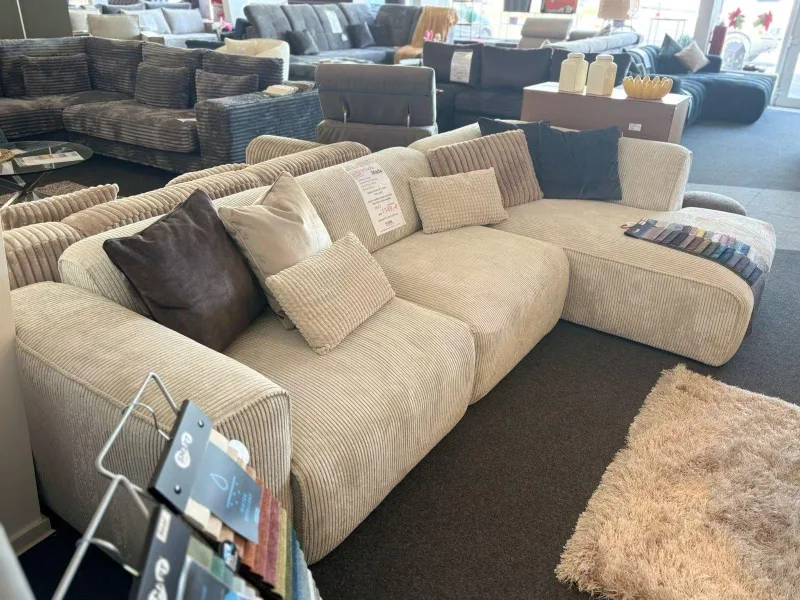 Ecksofa L-Form Plüsch Cord MIRABELL - Bild 2