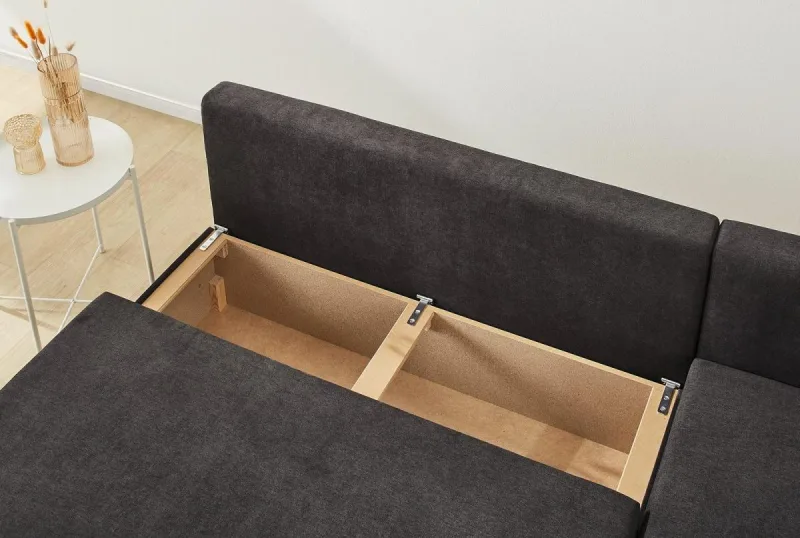 Ecksofa PAULINA mit Schlaffunktion, schwarz - Bild 4