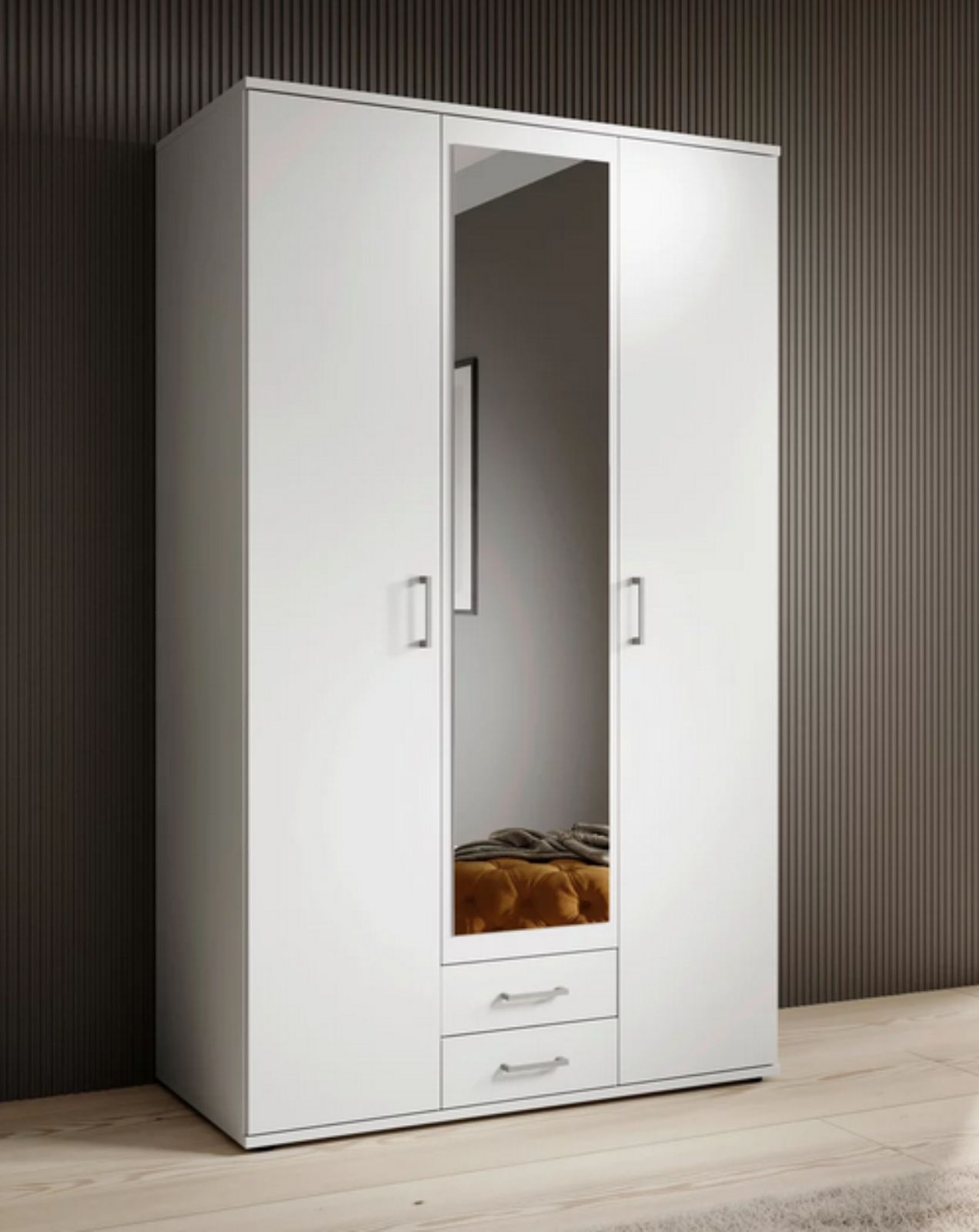 Kleiderschrank LEA mit Spiegel in Weiß