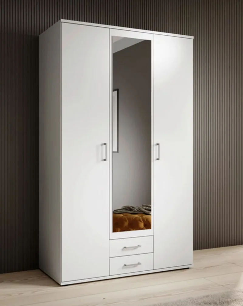 Kleiderschrank LEA mit Spiegel in Weiß