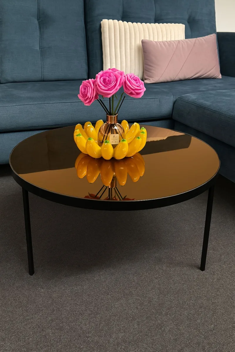 Runder Couchtisch LARA mit Glasplatte
