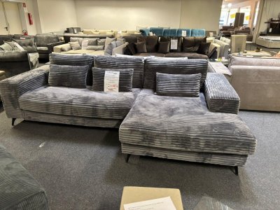Ecksofa L-Form Plüsch Cord Anthrazit