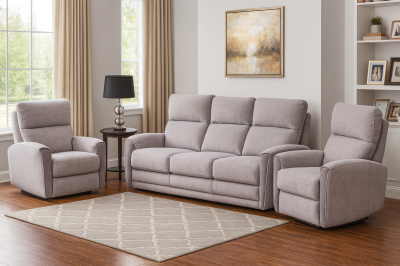 3-Sitzer Sofa Set MERAL hellgrau