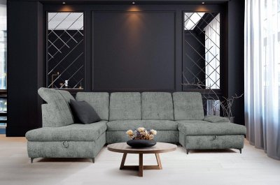 Schlafsofa RIVIERA U-Form in Grau