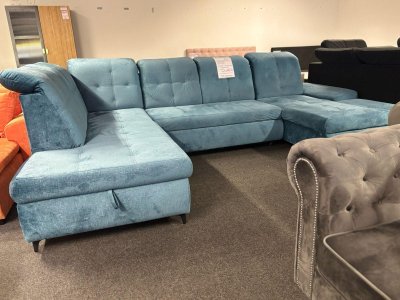 Schlafsofa Ellie in Blau U-Form