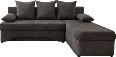 Ecksofa PAULINA mit Schlaffunktion, schwarz