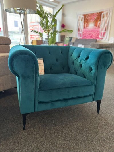 Chesterfield Loungesessel in Türkis